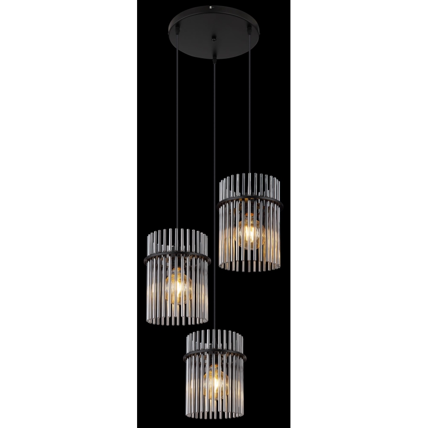 Globo - Candeeiro suspenso 3xE27/60W/230V diâmetro 47 cm preto