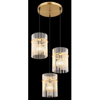 Globo - Candeeiro suspenso 3xE27/60W/230V diâmetro 47 cm dourado
