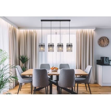 Globo - Candeeiro suspenso 4xE27/60W/230V preto