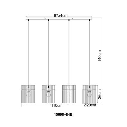 Globo - Lustre suspenso por cabo 4xE27/60W/230V