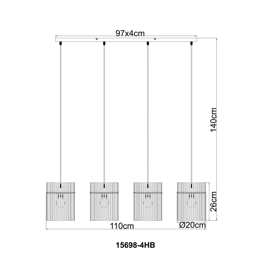 Globo - Lustre suspenso por cabo 4xE27/60W/230V