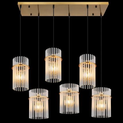 Globo - Lustre pendente com cabo 6xE27/60W/230V dourado