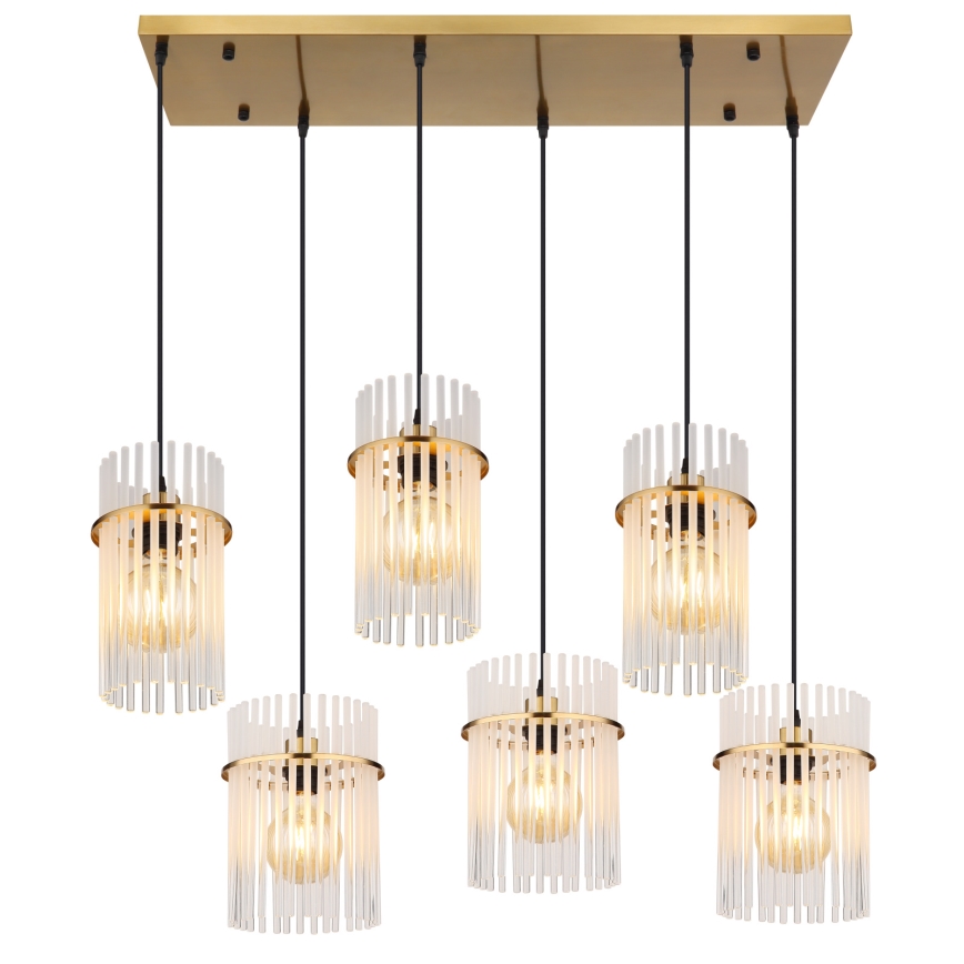 Globo - Lustre pendente com cabo 6xE27/60W/230V dourado