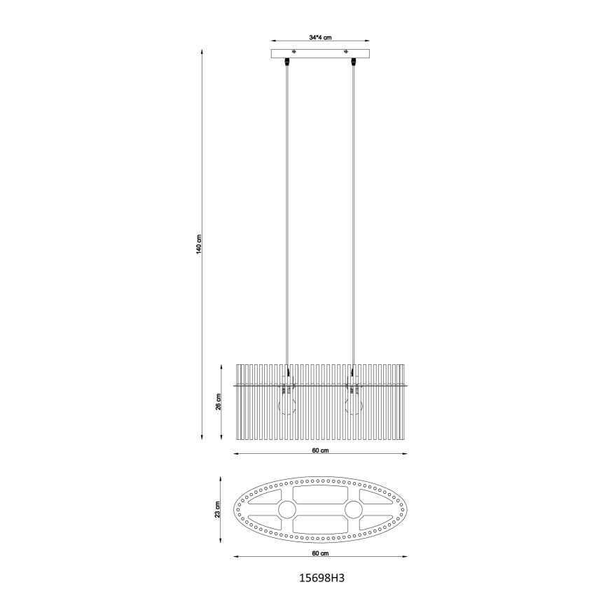 Globo - Candeeiro suspenso 2xE27/60W/230V preto