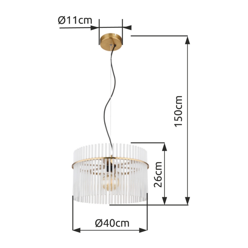 Globo - Candeeiro suspenso 1xE27/60W/230V diâmetro 40 cm dourado