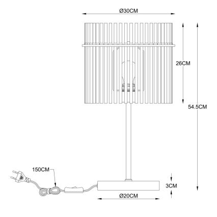 Globo - Candeeiro de mesa 1xE27/60W/230V Ø 30 cm preto
