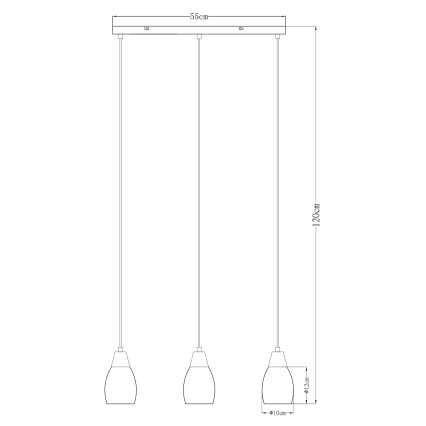 Globo - Candelabro suspenso 3xE27/15W/230V