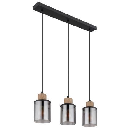 Globo - Candelabro suspenso 3xE27/15W/230V carvalho