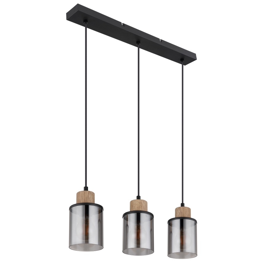 Globo - Candelabro suspenso 3xE27/15W/230V carvalho