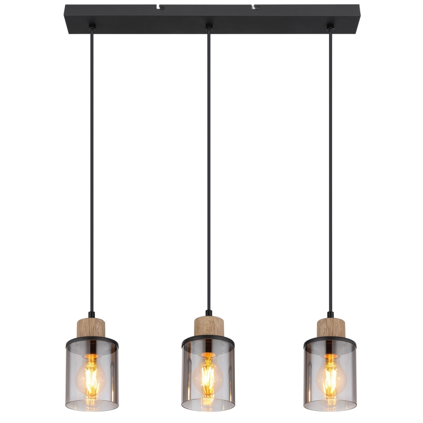 Globo - Candelabro suspenso 3xE27/15W/230V carvalho