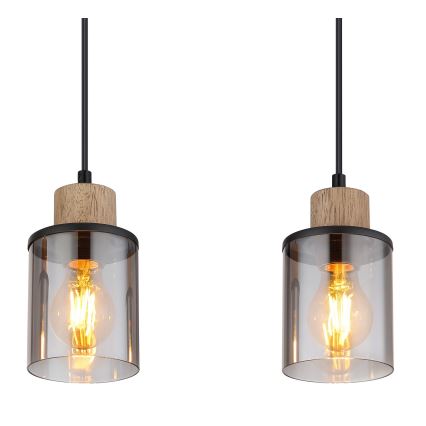 Globo - Candelabro suspenso 3xE27/15W/230V carvalho