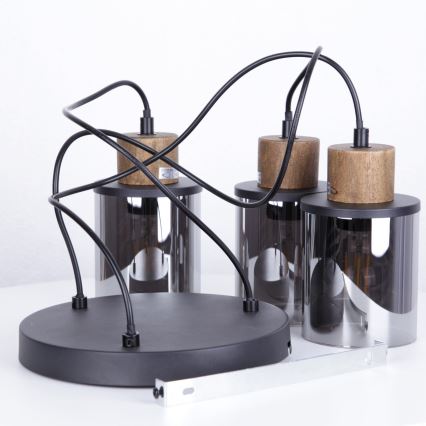 Globo - Candeeiro suspenso 3xE27/15W/230V diâmetro 27 cm carvalho