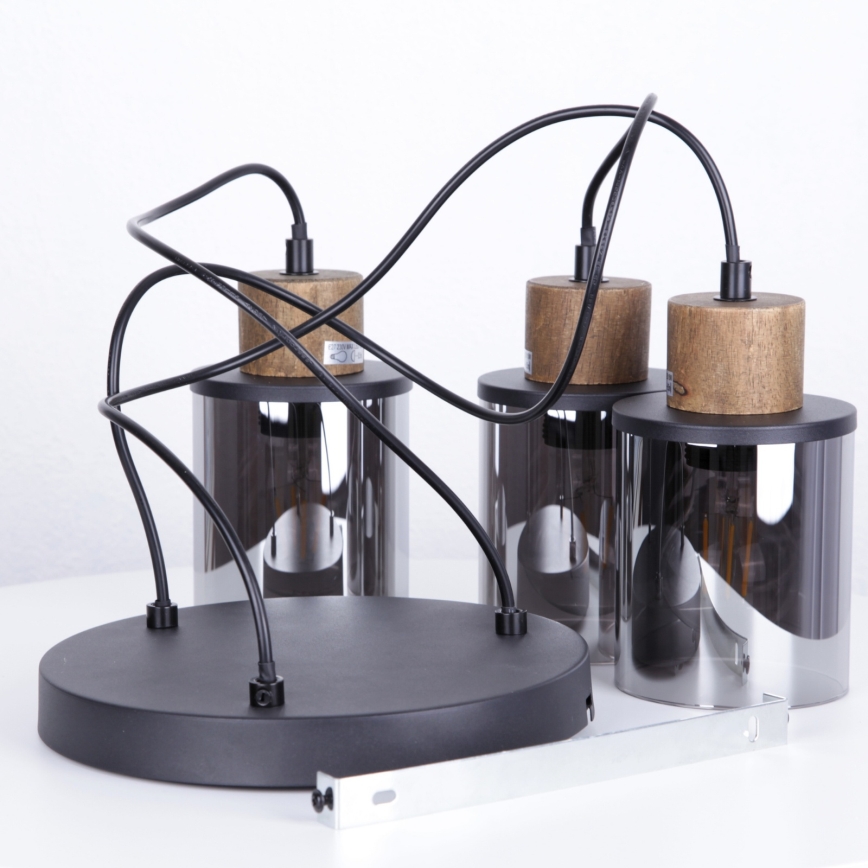 Globo - Candeeiro suspenso 3xE27/15W/230V diâmetro 27 cm carvalho