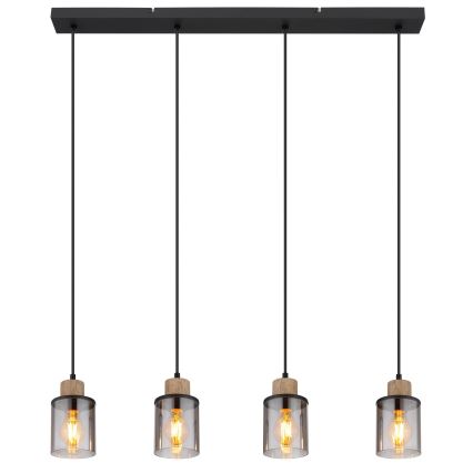 Globo - Candelabro suspenso 4xE27/15W/230V carvalho