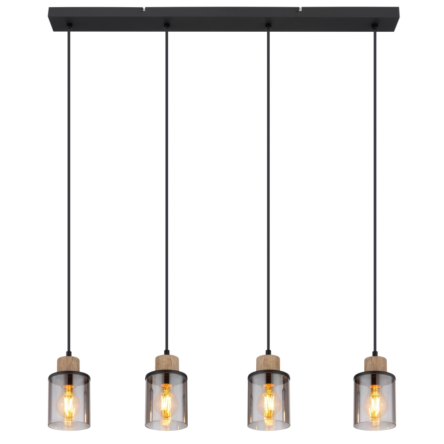 Globo - Candelabro suspenso 4xE27/15W/230V carvalho
