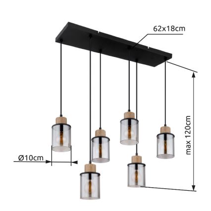 Globo - Candeeiro suspenso 6xE27/15W/230V