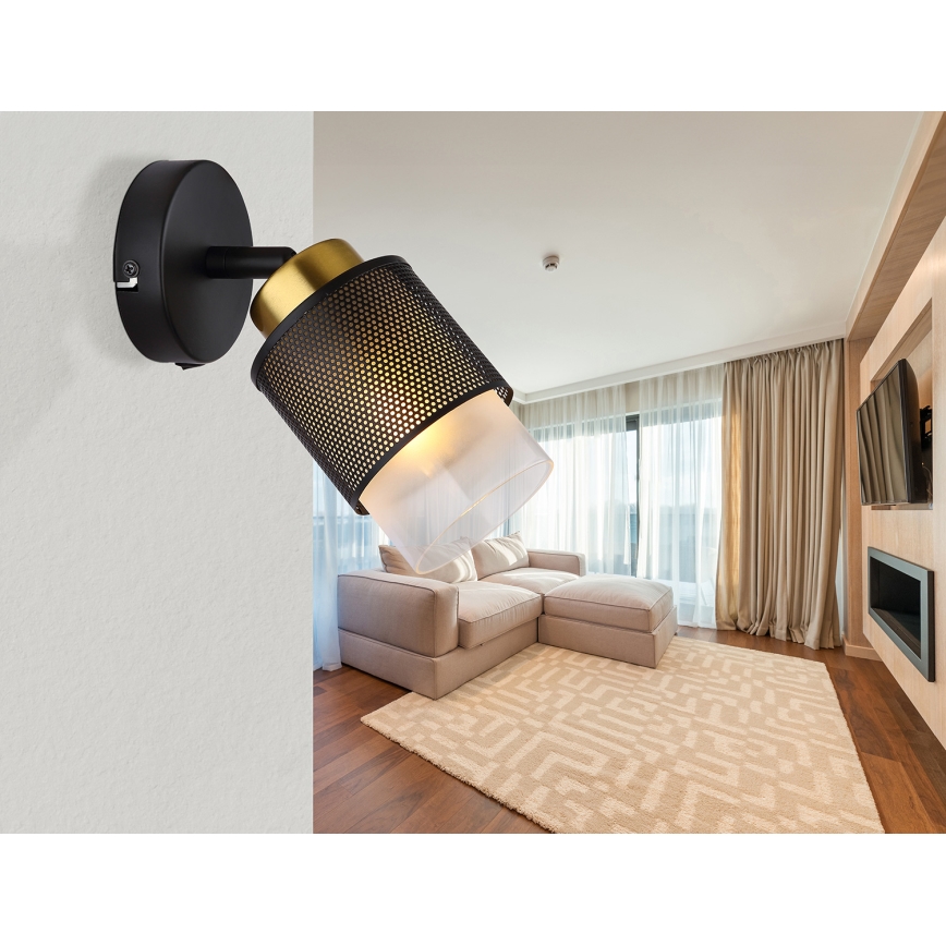Globo - Foco de parede 1xE27/40W/230V preto/dourado
