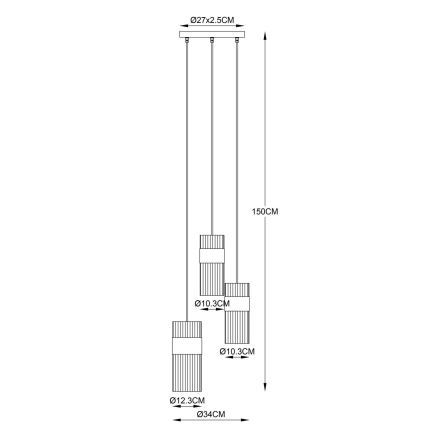 Globo - Candeeiro suspenso 3xE27/60W/230V