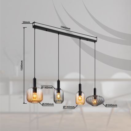 Globo - Lustre suspenso por cabo 4xE27/60W/230V