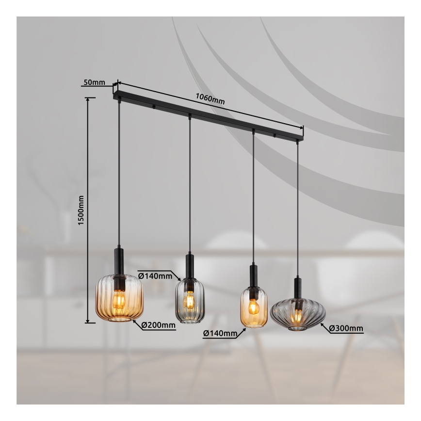 Globo - Lustre suspenso por cabo 4xE27/60W/230V