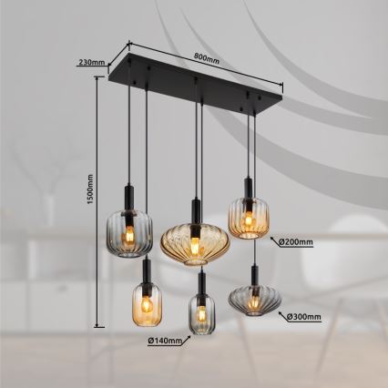 Globo - Lustre suspenso por cabo 6xE27/60W/230V