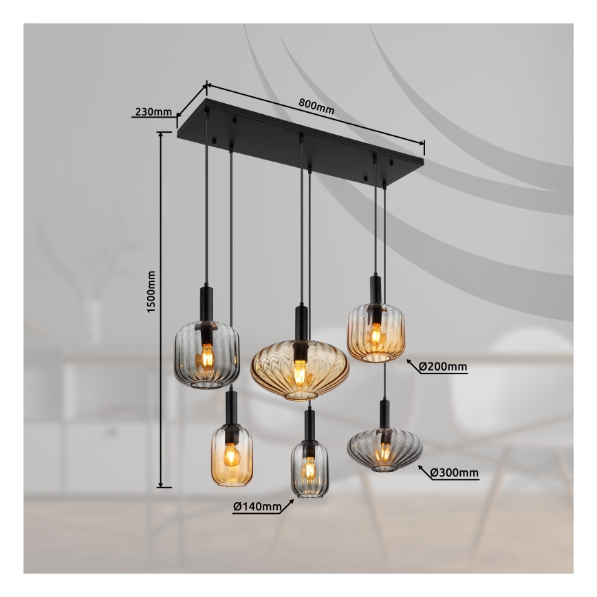 Globo - Lustre suspenso por cabo 6xE27/60W/230V
