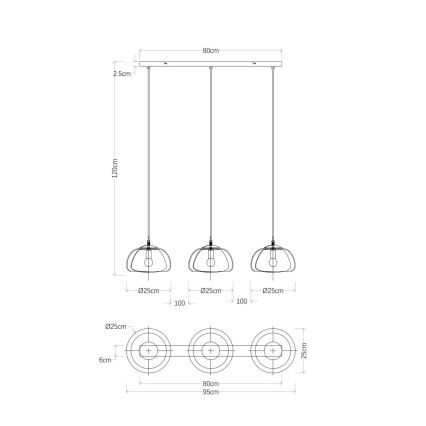 Globo - Candeeiro suspenso 3xE14/40W/230V