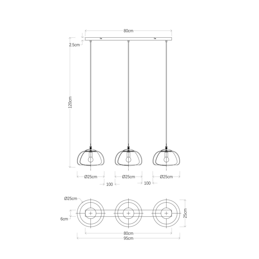 Globo - Candeeiro suspenso 3xE14/40W/230V