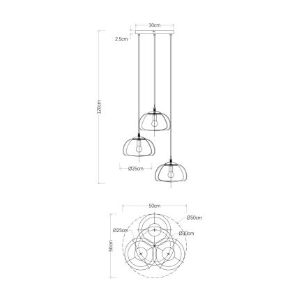 Globo - Candeeiro suspenso 3xE14/40W/230V
