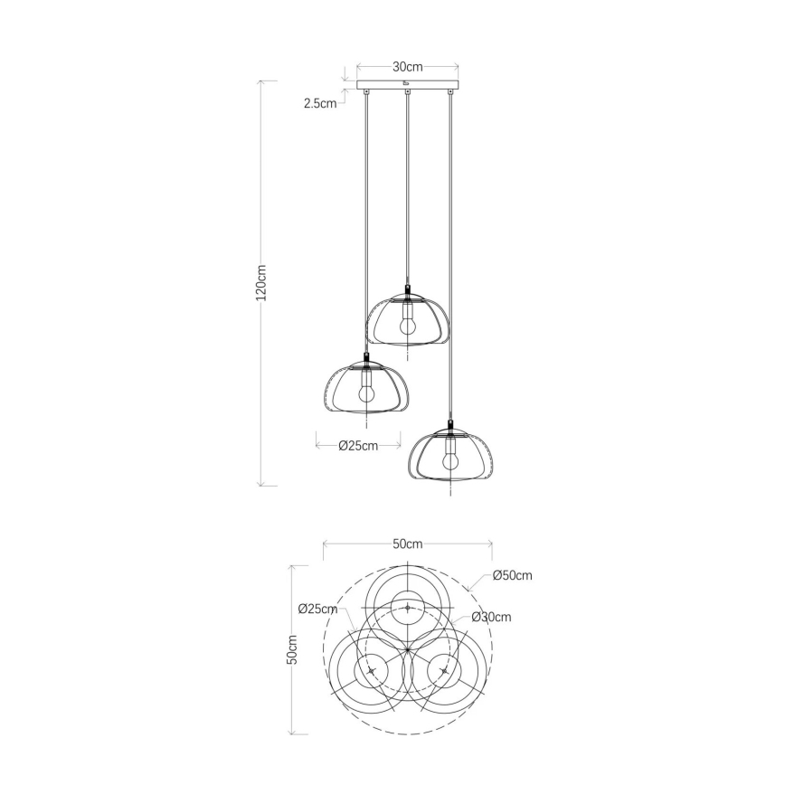 Globo - Candeeiro suspenso 3xE14/40W/230V