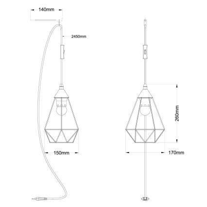 Globo - Candeeiro com tomada 1xE27/60W/230V