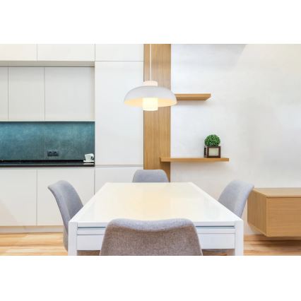 Globo - Lustre pendente com cabo 1xE27/60W/230V branco
