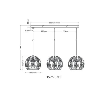 Globo - Lustre pendente com cabo 3xE27/40W/230V