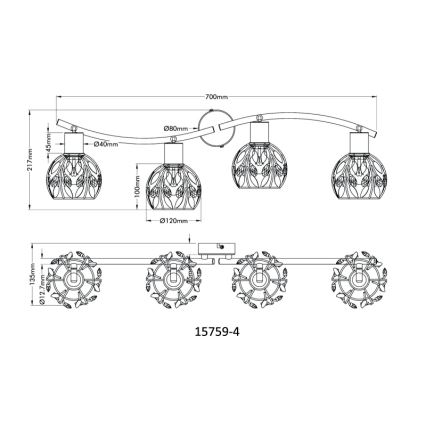 Globo - Foco 4xE14/25W/230V