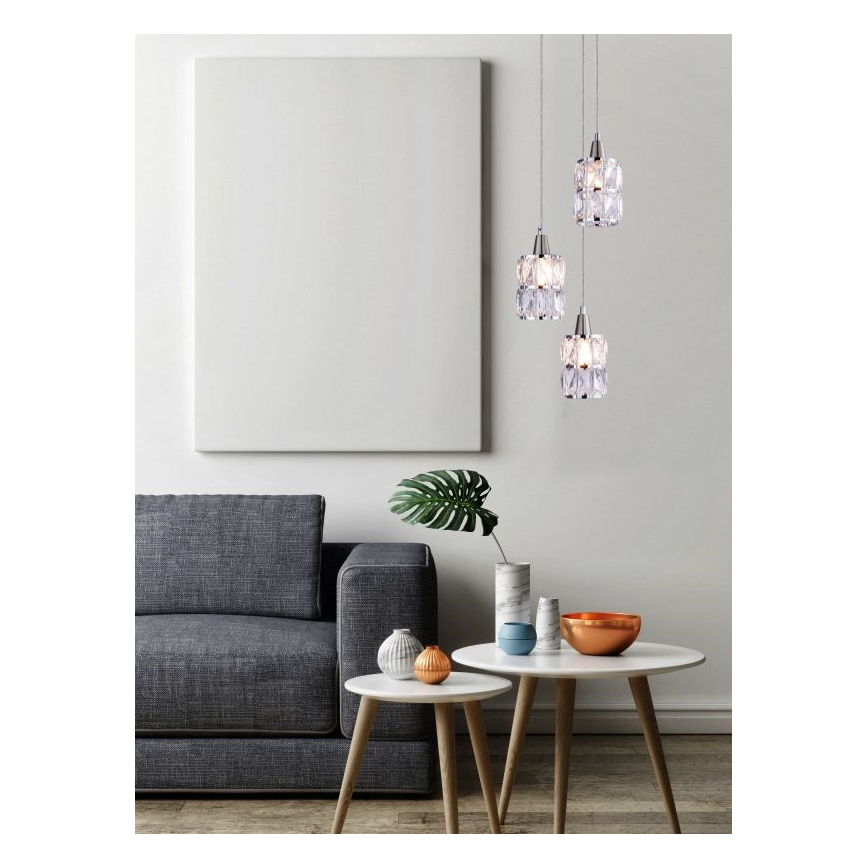 Globo - Candelabro de cristal num fio 3xE14/40W/230V