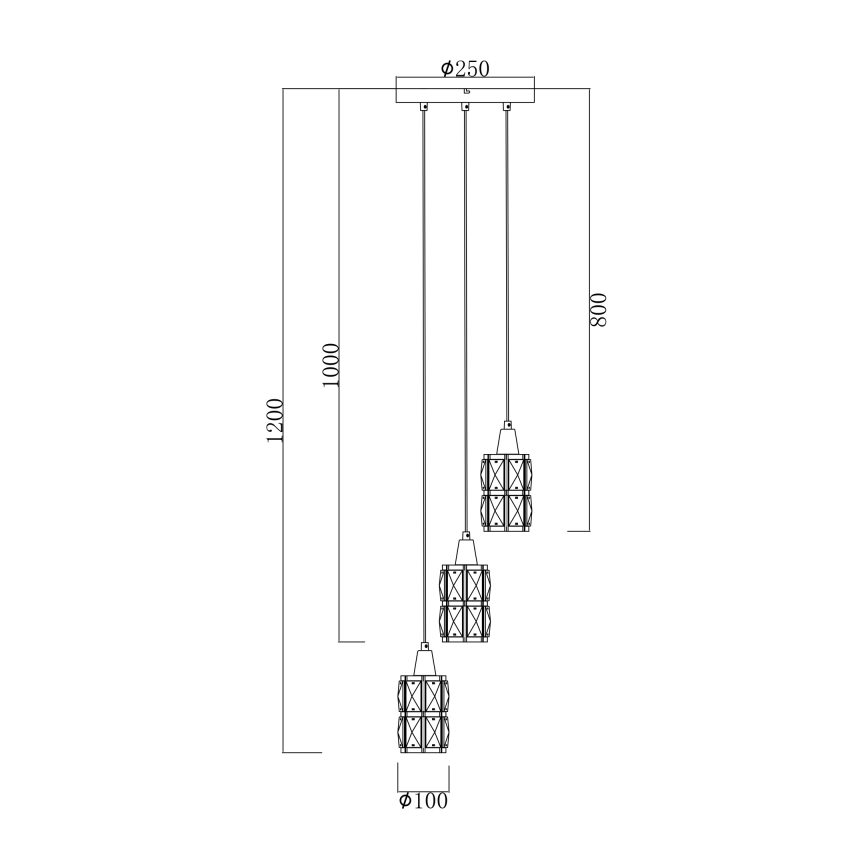 Globo - Candelabro de cristal num fio 3xE14/40W/230V