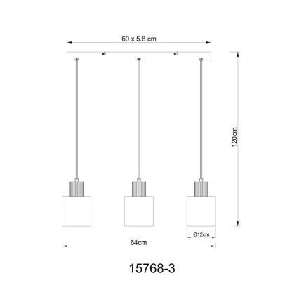 Globo - Lustre pendente em cabo 3xE27/25W/230V