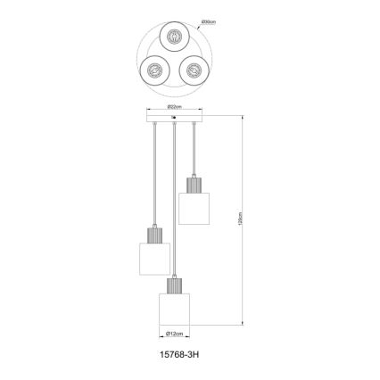 Globo - Lustre suspenso por cabo, 3x E27, 25 W, 230 V, Ø 30 cm