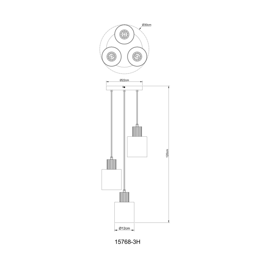 Globo - Lustre suspenso por cabo, 3x E27, 25 W, 230 V, Ø 30 cm