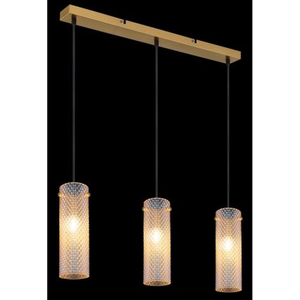 Globo - Candeeiro suspenso 3xE14/40W/230V dourado