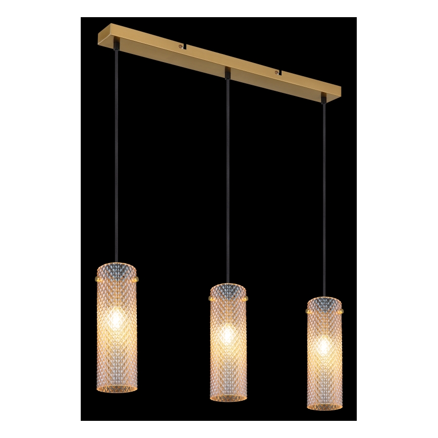 Globo - Candeeiro suspenso 3xE14/40W/230V dourado