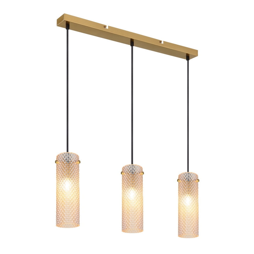 Globo - Candeeiro suspenso 3xE14/40W/230V dourado