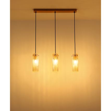 Globo - Candeeiro suspenso 3xE14/40W/230V dourado