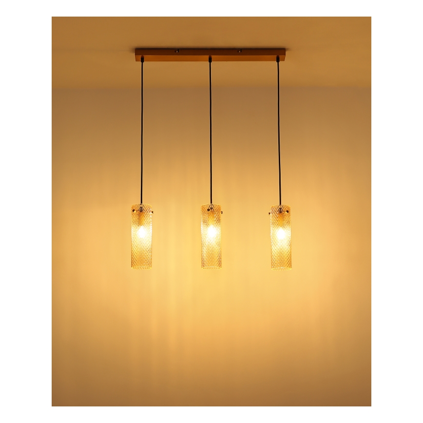 Globo - Candeeiro suspenso 3xE14/40W/230V dourado