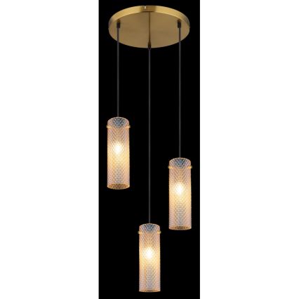 Globo - Candeeiro suspenso 3xE14/40W/230V dourado