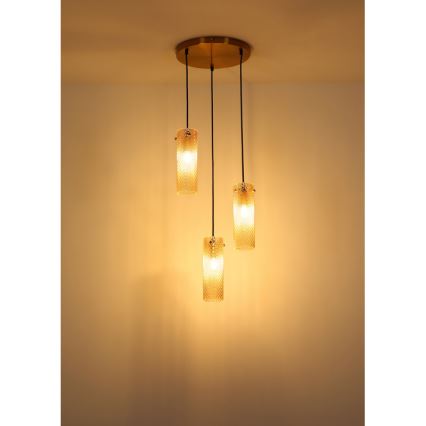 Globo - Candeeiro suspenso 3xE14/40W/230V dourado