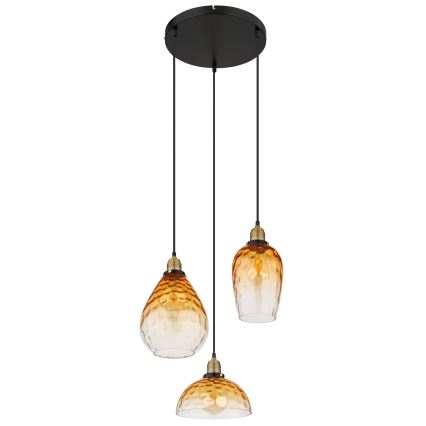 Globo - Candeeiro suspenso 3xE27/60W/230V diâmetro 46 cm laranja
