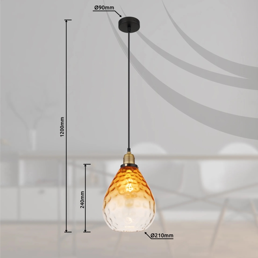 Globo - Candeeiro suspenso 1xE27/60W/230V diâmetro 21 cm laranja