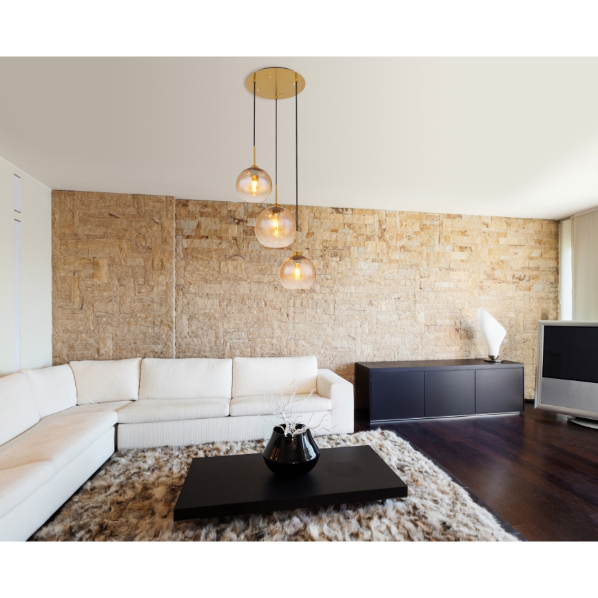 Globo - Lustre suspenso em cabo 3xE27/60W/230V latão
