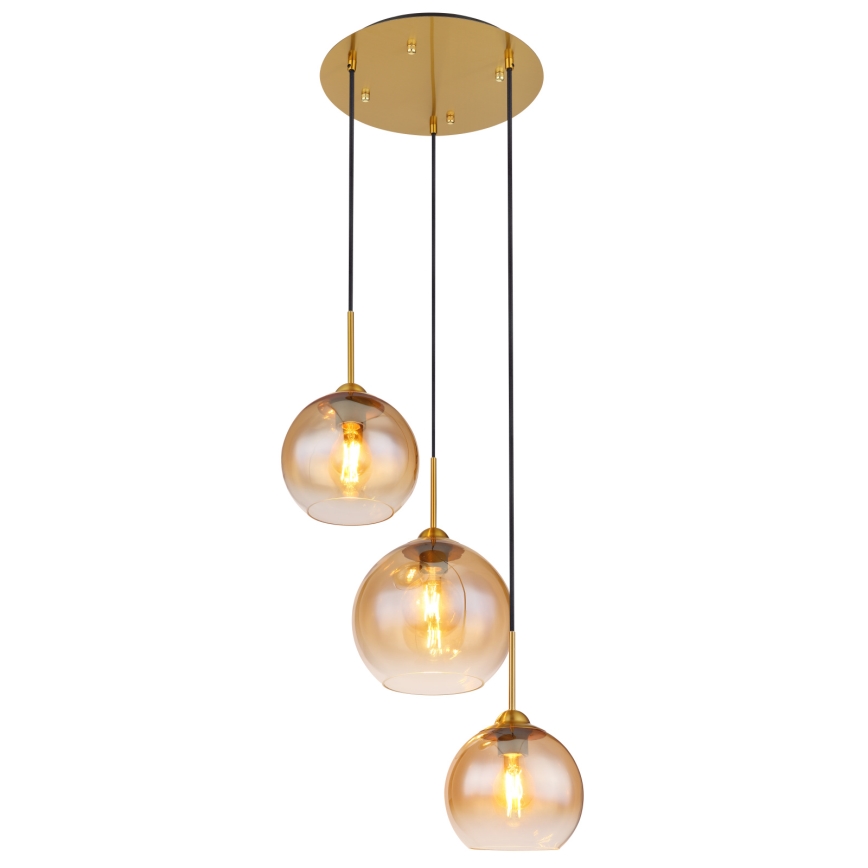 Globo - Lustre suspenso em cabo 3xE27/60W/230V latão